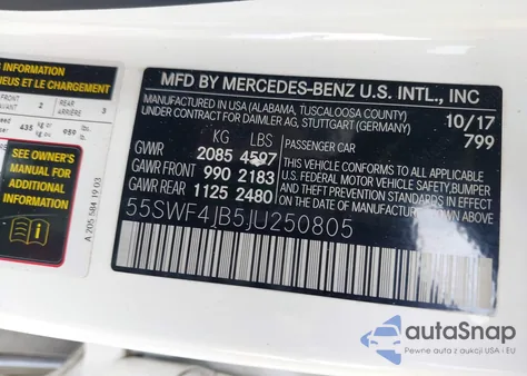 2018 Mercedes-Benz C 300 z USA, uszkodzony, nr VIN 55SWF4JB5JU250805